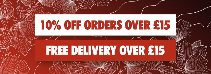 10% OFF Orders Over £15 & Free Delivery Over £15