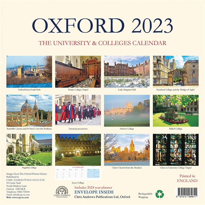 University and Colleges of Oxford Calendar 2023