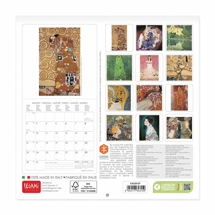 Gustav Klimt Mini Calendar 2023