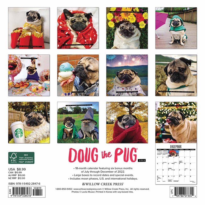Doug The Pug Calendar 2023 2023 Calendar