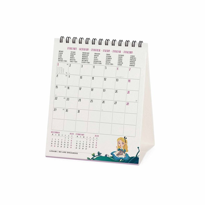Lewis Carroll, Alice In Wonderland Easel Desk Calendar 2024