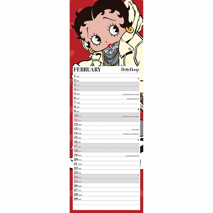 Betty Boop Slim Calendar 2024