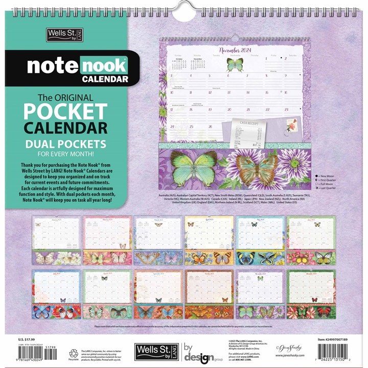 Butterflies Note Nook Calendar 2024