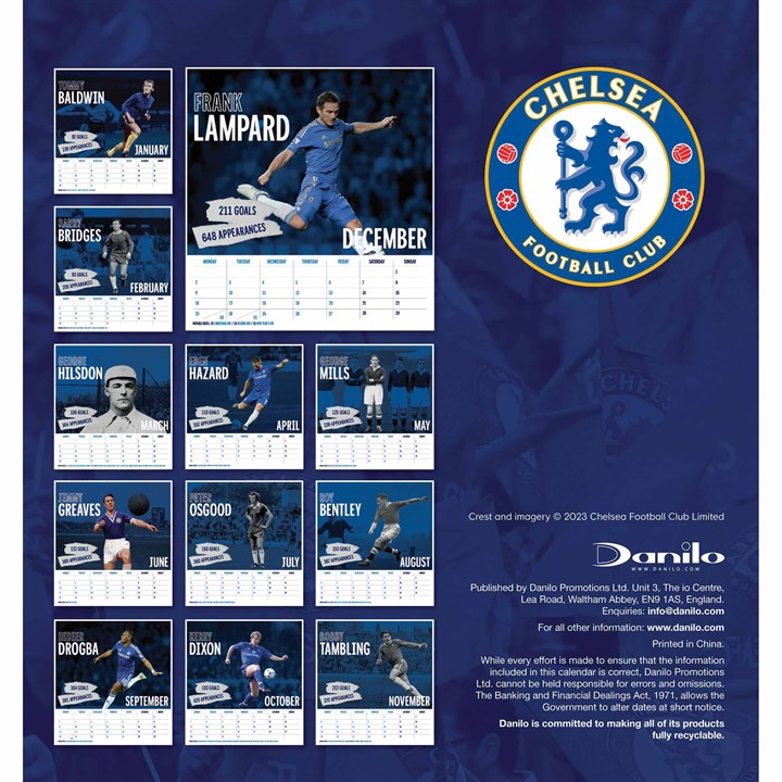 Chelsea FC, Top Goal Scorers Easel Desk Calendar 2024