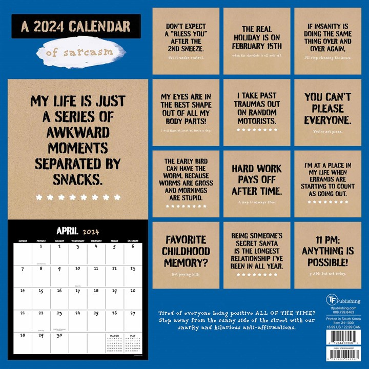 Daily Sarcasm, Insanity Calendar 2024