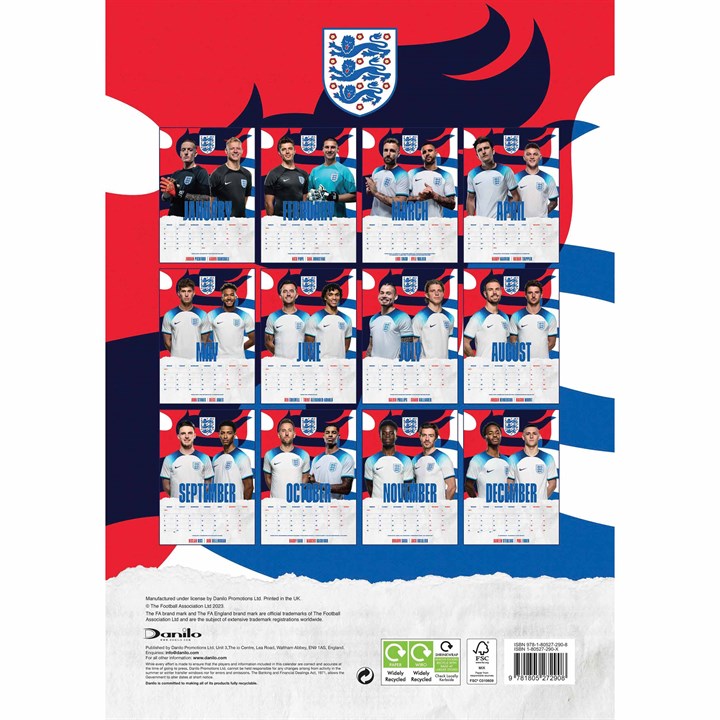 England Football A3 Calendar 2024