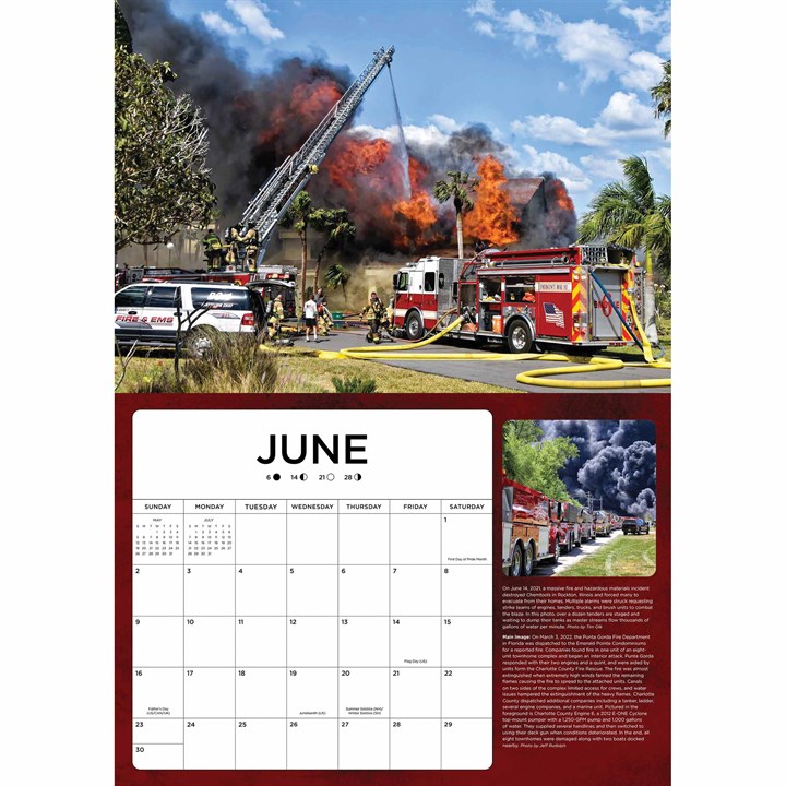 Fire Trucks In Action Deluxe Calendar 2024