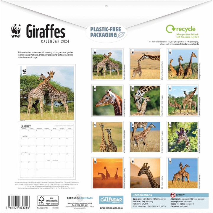 WWF, Giraffes Calendar 2024