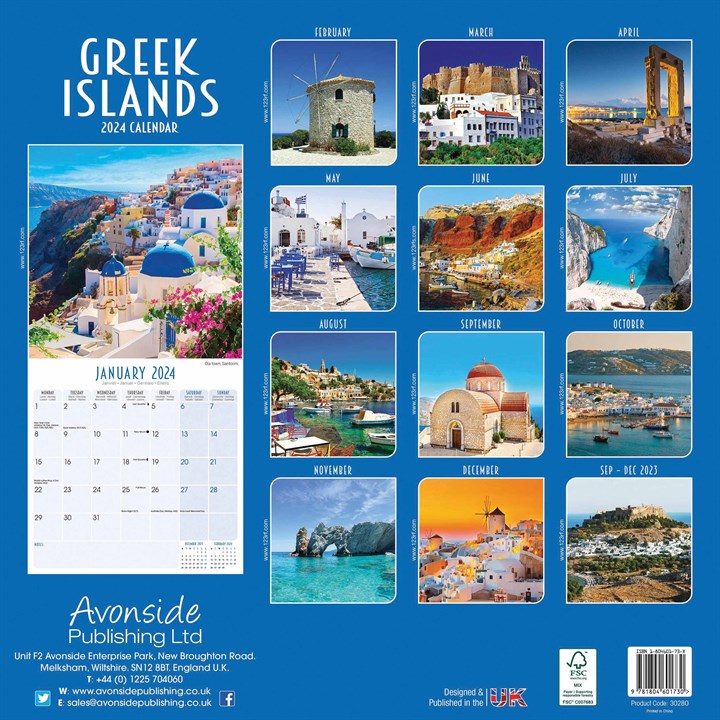 Greek Islands Calendar 2024