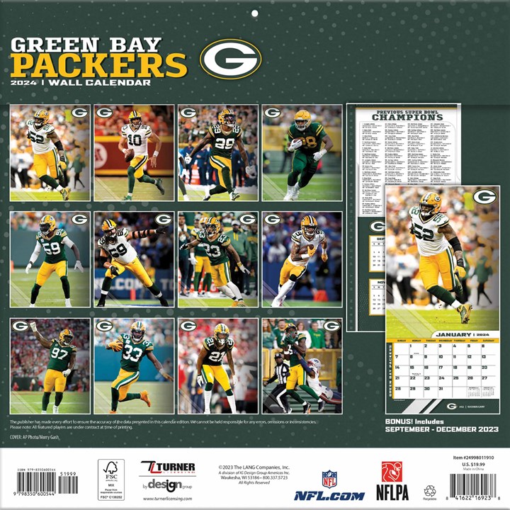 Green Bay Packers NFL Calendar 2024