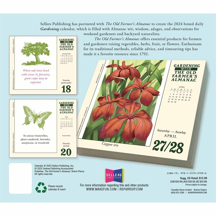 Old Farmer's Almanac, Gardening Desk Calendar 2024
