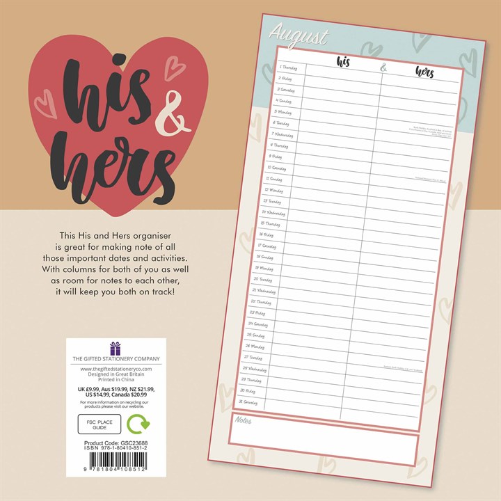 His & Hers Couples Planner 2024