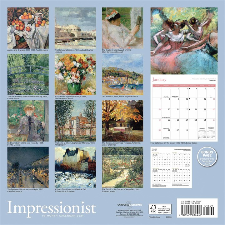 Impressionist Calendar 2024