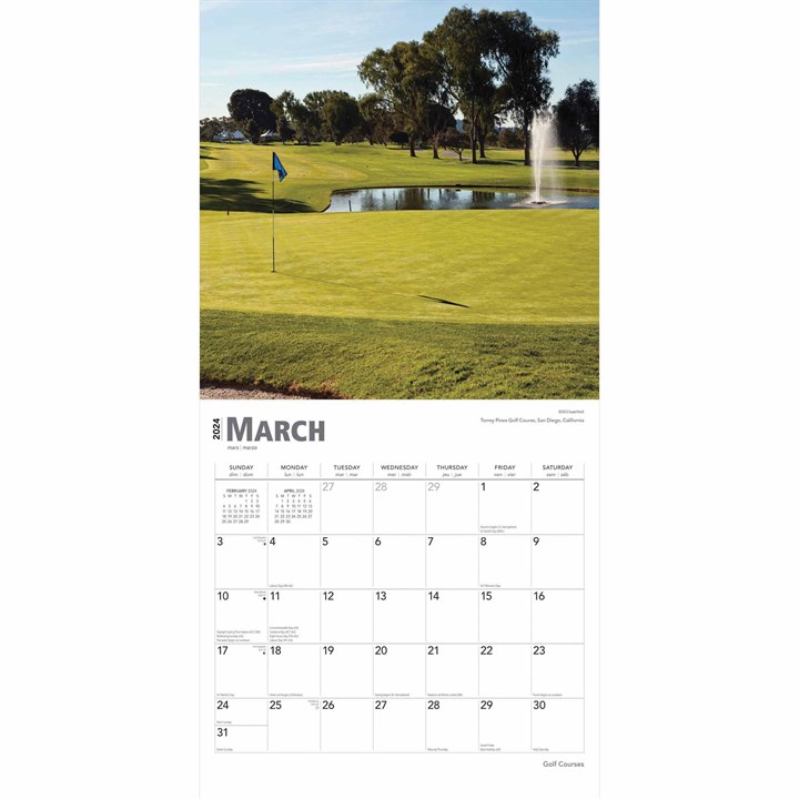 Golf Courses Calendar 2024