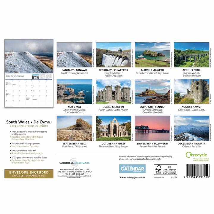 South Wales A4 Calendar 2025