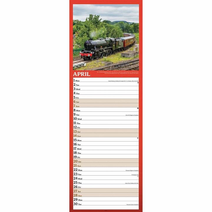 Steam Railway Slim Calendar 2024