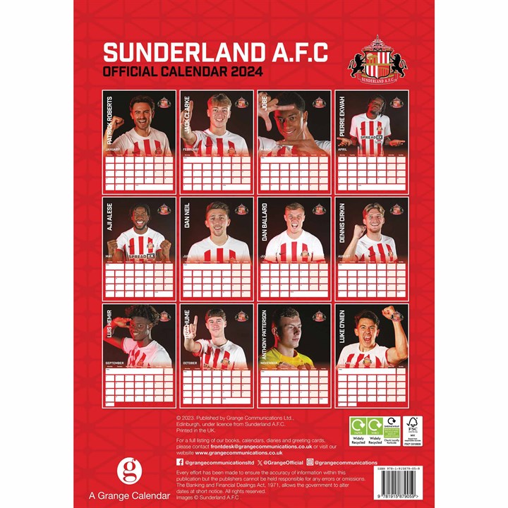 Sunderland AFC A3 Calendar 2024