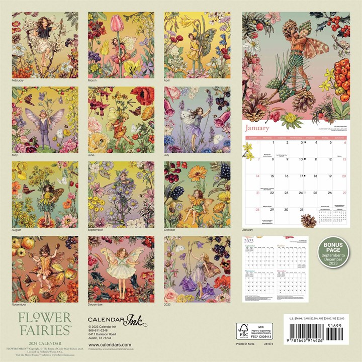 Flower Fairies Calendar 2024