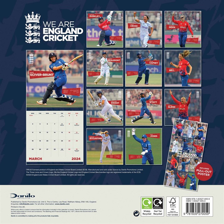 England Cricket Women Calendar 2024