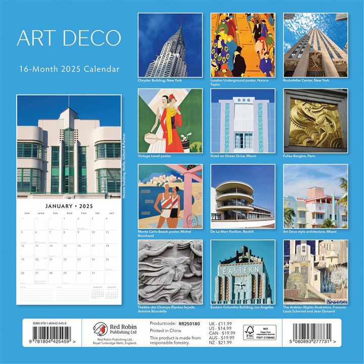 Art Deco Calendar 2025 