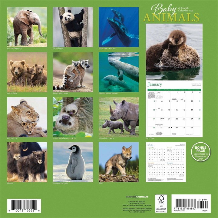 Baby Animals Calendar 2025