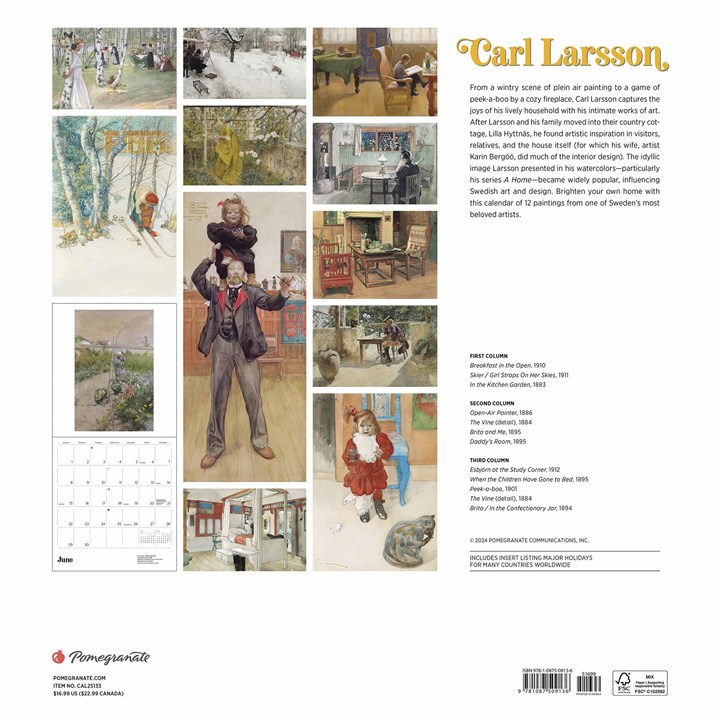 Carl Larsson Calendar 2025