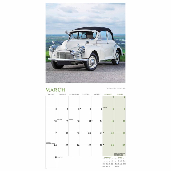 Classic British Cars Calendar 2025