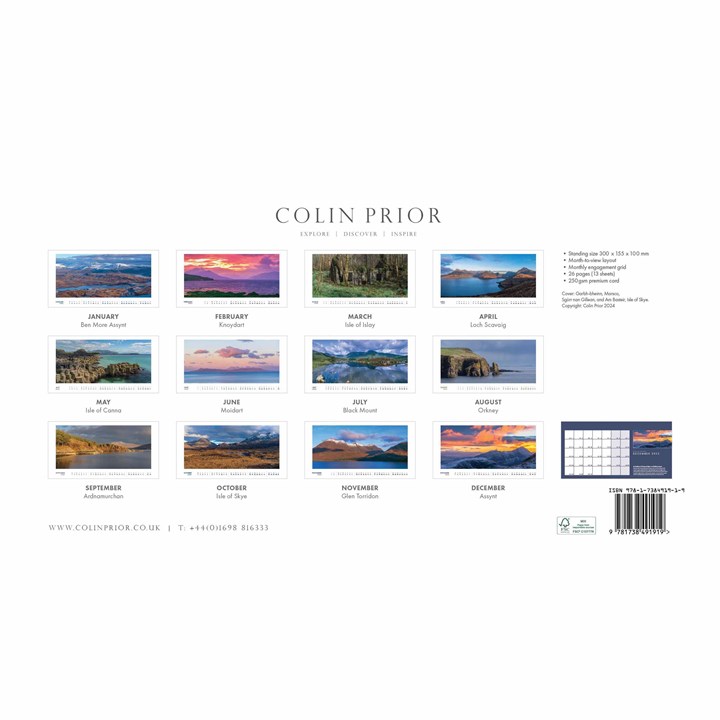 Colin Prior, Panoramic Scotland Easel Desk Calendar 2025