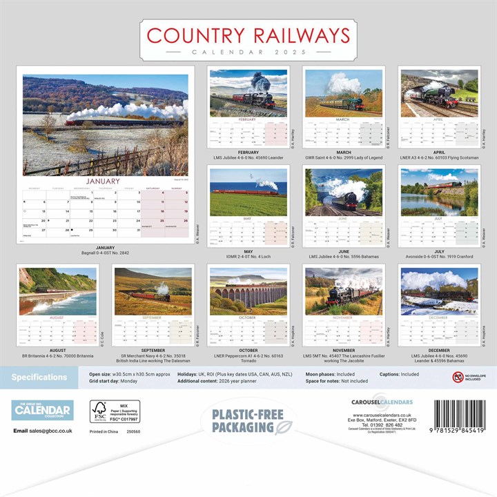 Country Railways Calendar 2025