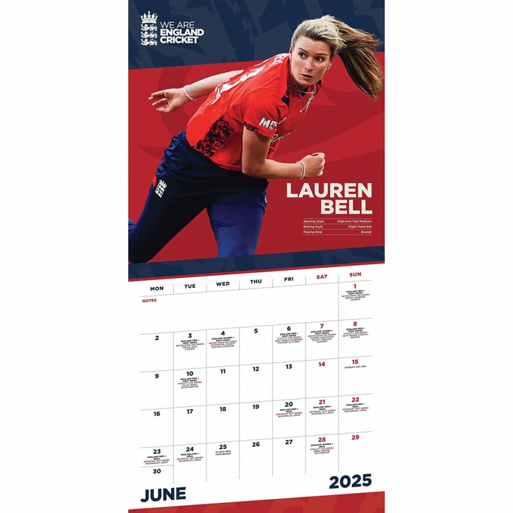 English Cricket Calendar 2025 Modern Present Updated Calendar 2025