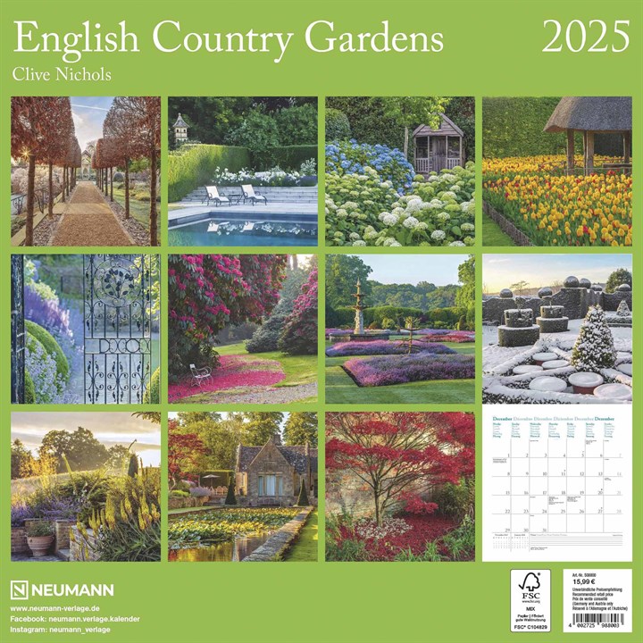 English Country Gardens Calendar 2025