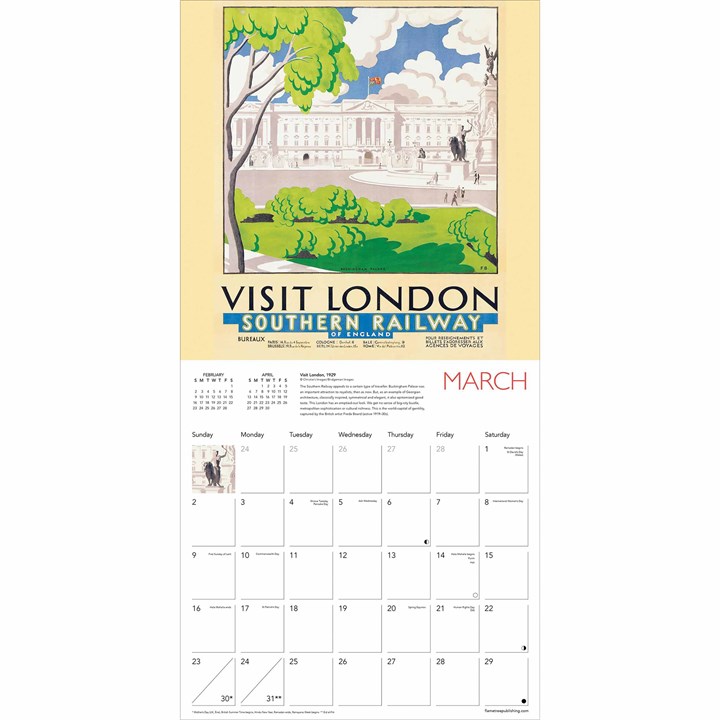 English Travel Posters Calendar 2025