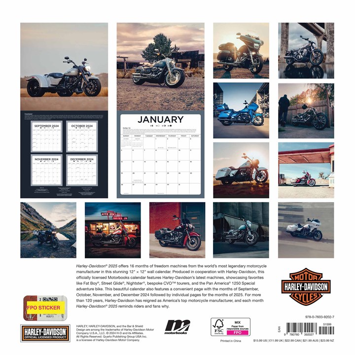 Harley Davidson Calendar 2025