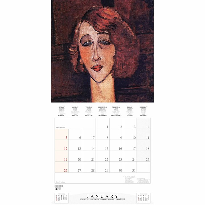 Modigliani, Sensual Portraiture Calendar 2025