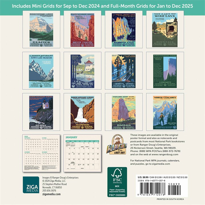 National Parks, Poster Art Of The WPA Mini Calendar 2025