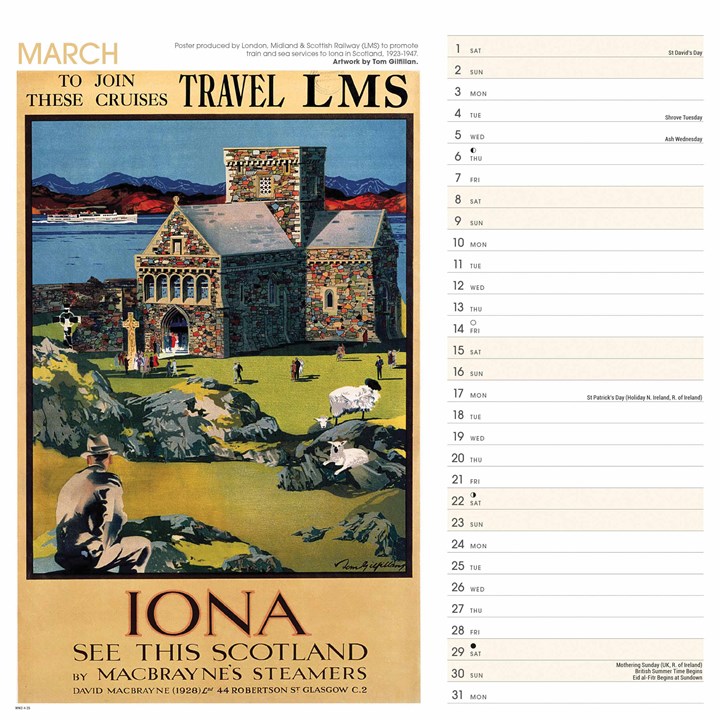 National Railway Museum, Scotland Poster Art Calendar 2025