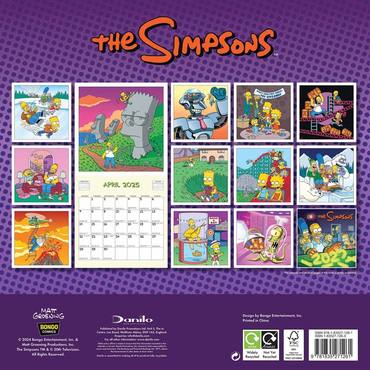 The Simpsons Calendar 2025