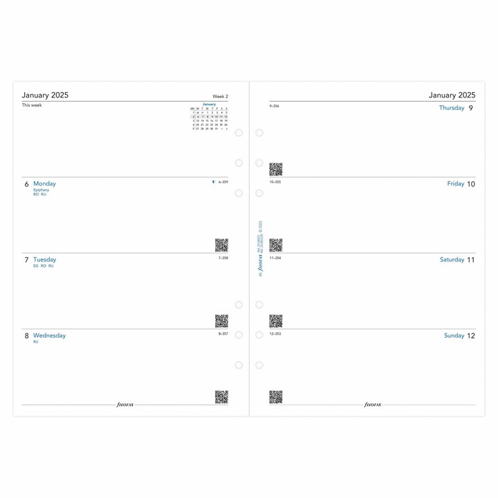 Filofax, WeekToView A5 Refills 2025