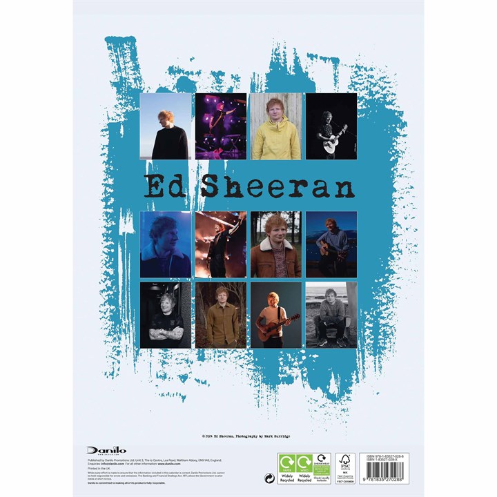 Ed Sheeran A3 Calendar 2025