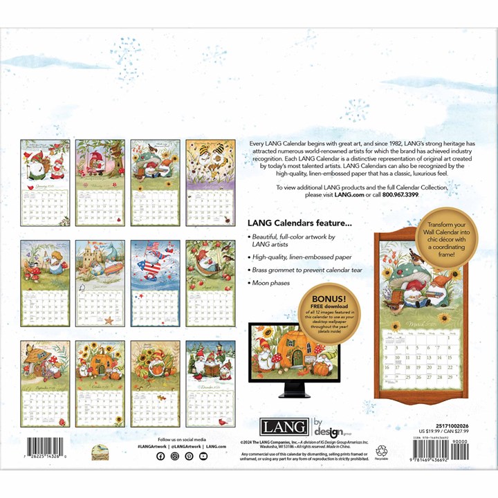 Lang Gnome Sweet Gnome 2025 Wall Calendar