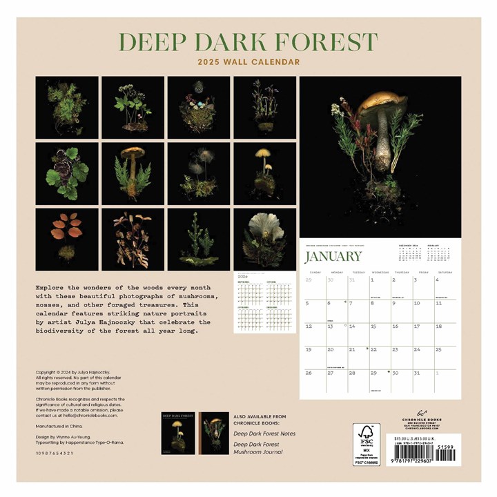 Deep Dark Forest Calendar 2025