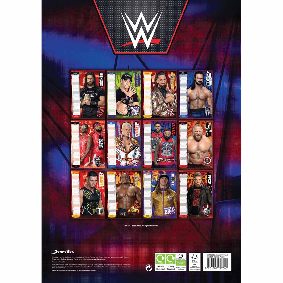 Official WWE 2022 Calendar (Men)