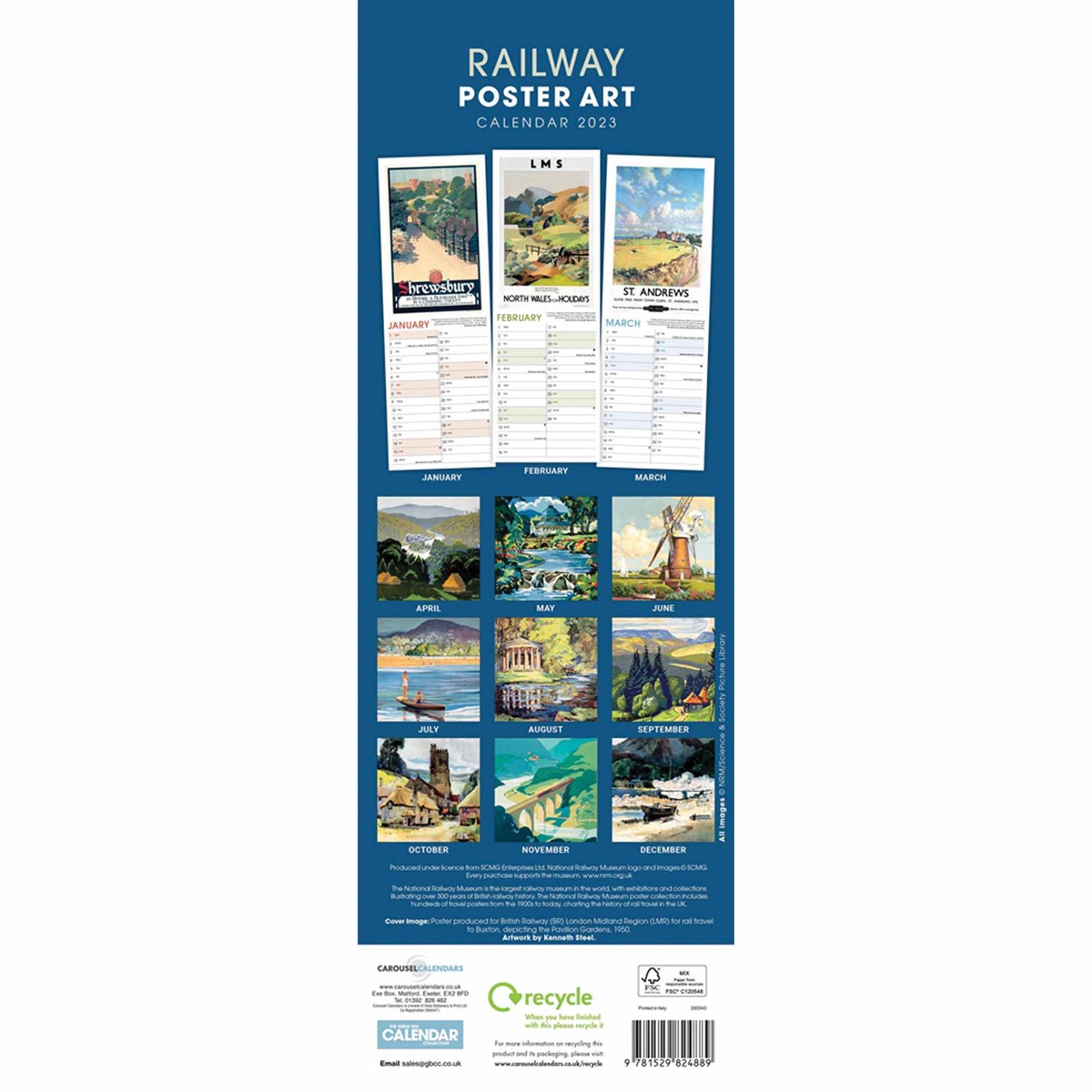 Railway Museum, Railway Poster Art Slim Calendar 2023