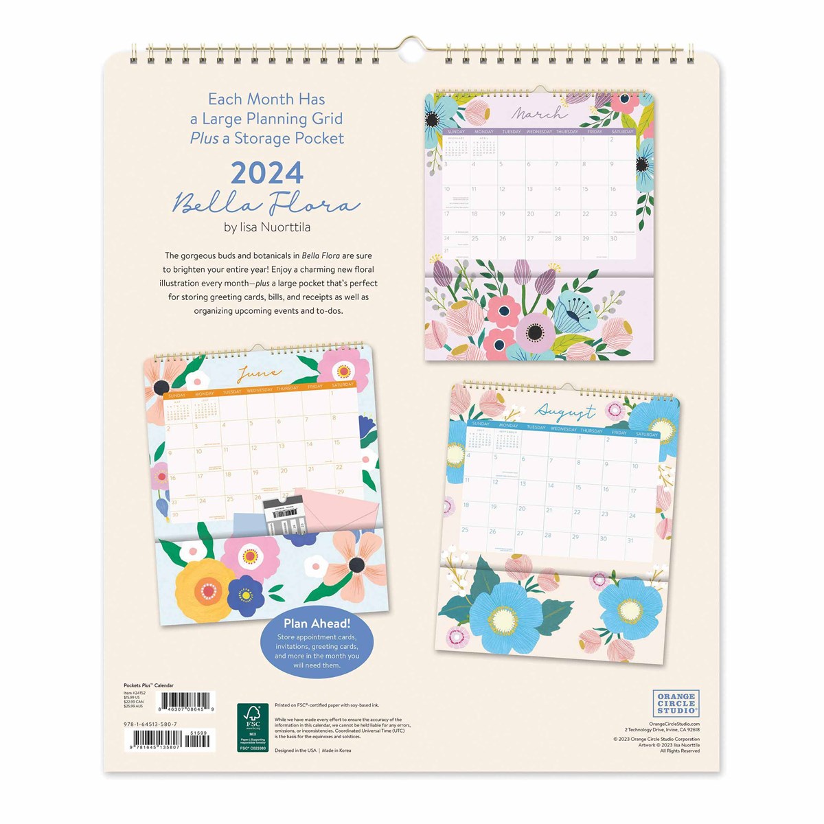 Bella Flora Deluxe Pocket Calendar 2024