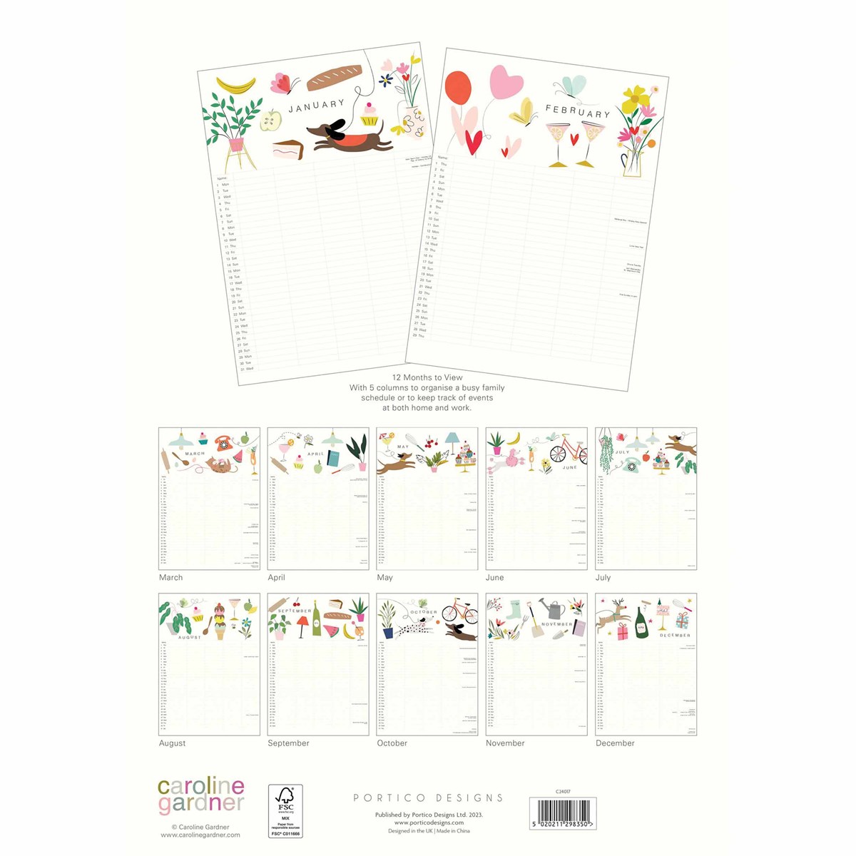 Caroline Gardner, Bits & Bobs A3 Family Planner 2024