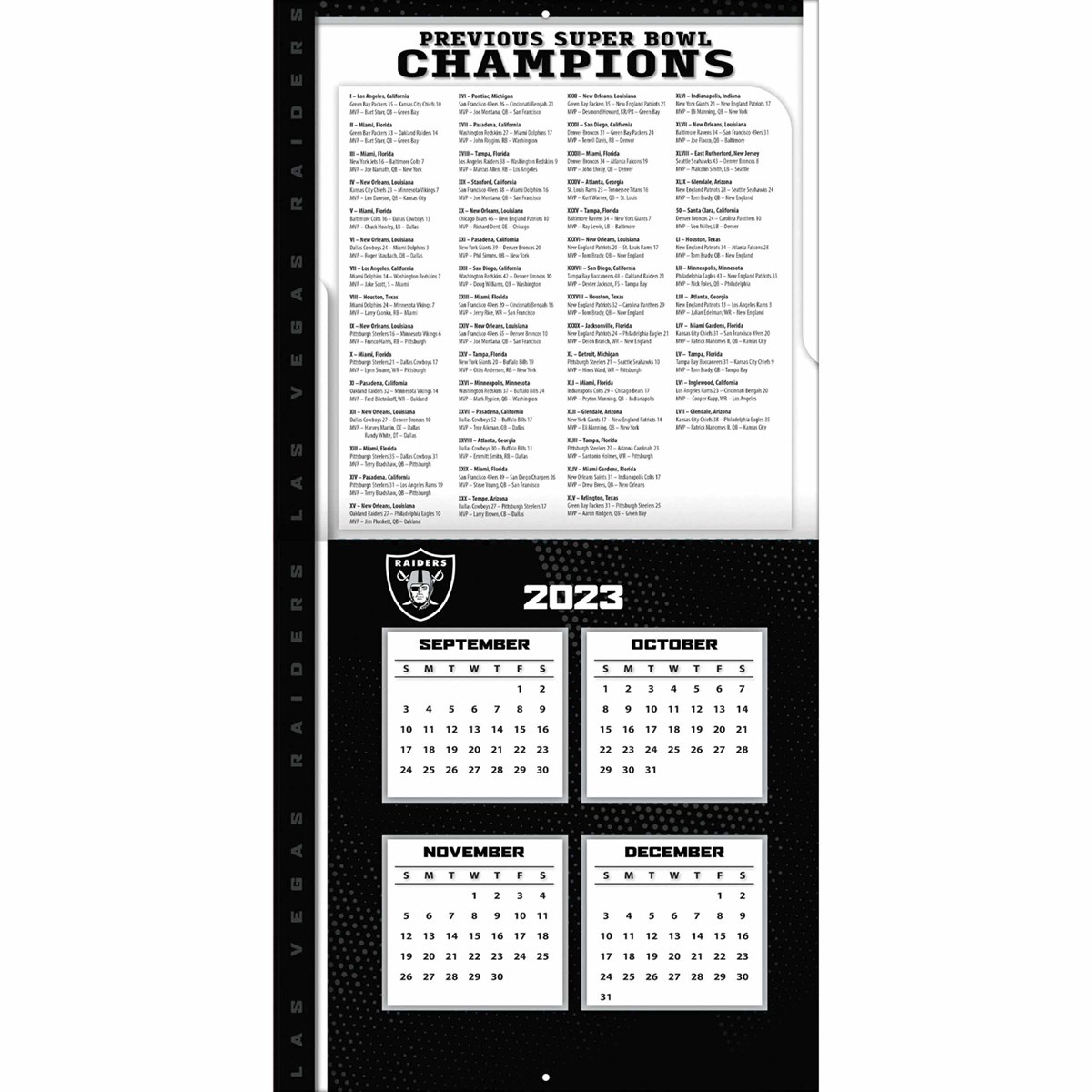 Las Vegas Raiders 2023 Desk Calendar