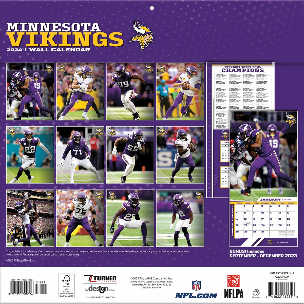 Minnesota Vikings NFL Calendar 2024