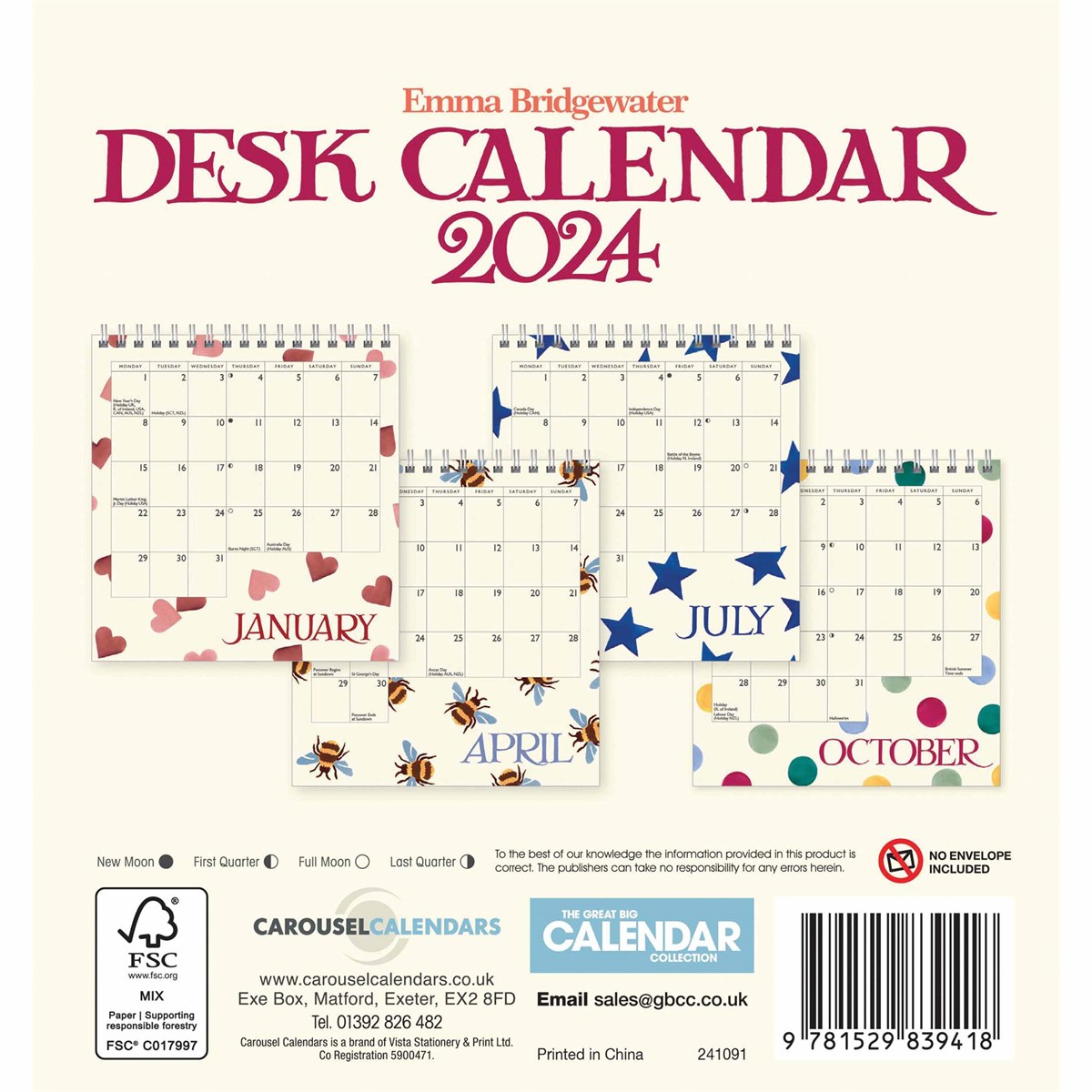 Emma Bridgewater Easel Desk Calendar 2024