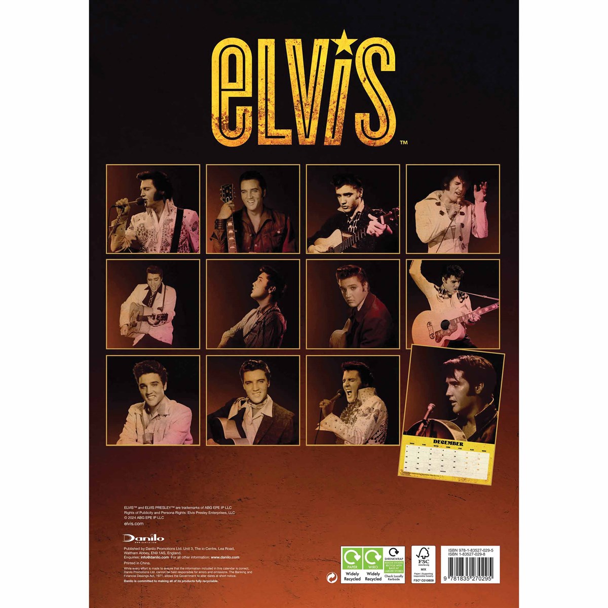 Elvis Presley A3 Calendar 2025