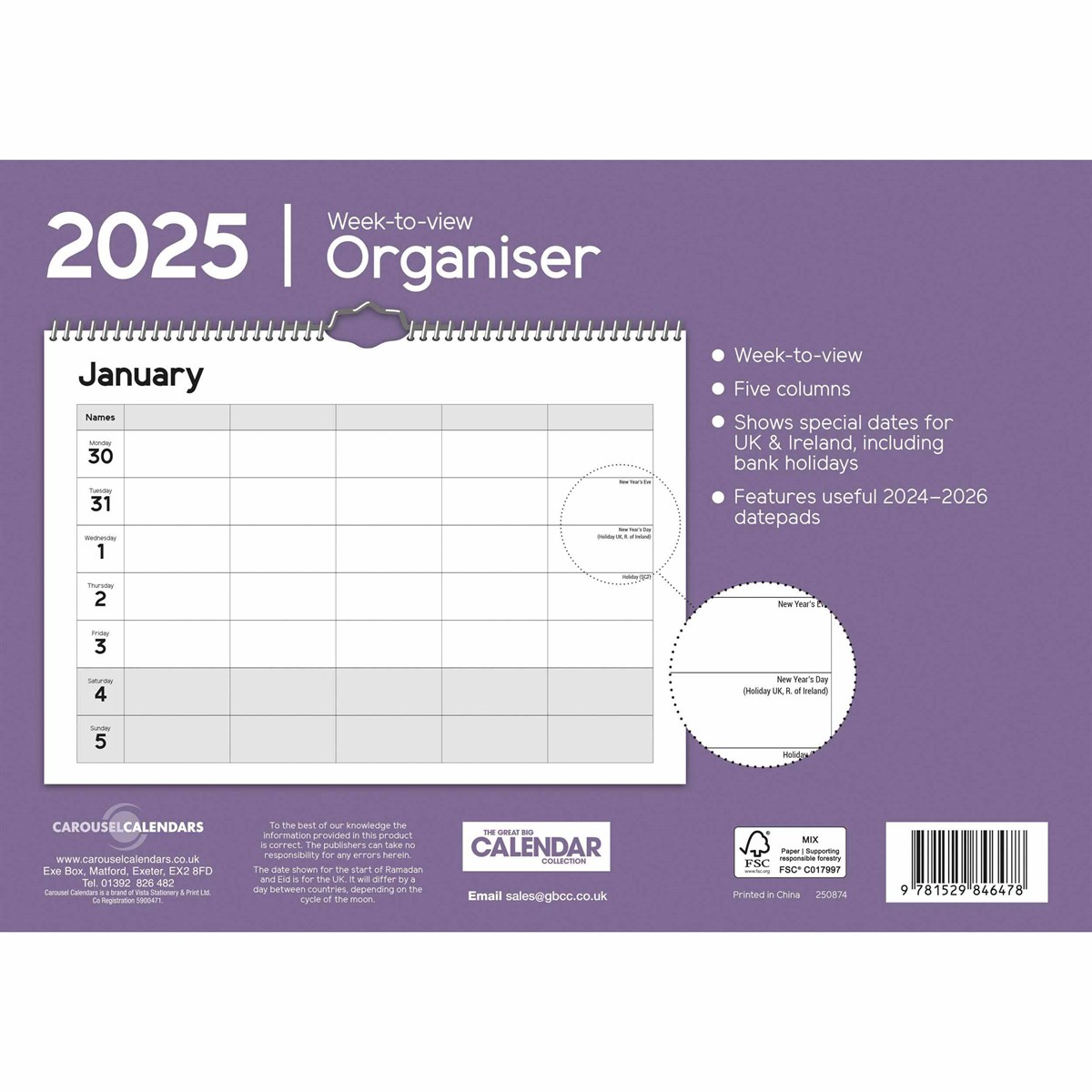 Essential A4 WeektoView Family Organiser 2025